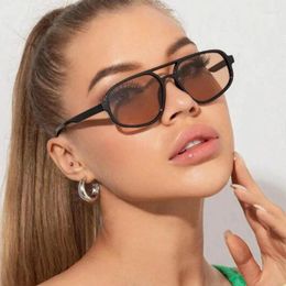 Sunglasses Sexy Small Frame Oval Women Double Bridges Fashion Luxury Pilot Sun Glasses Brand Designer Irregular Brown Eyewear