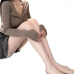 Women Socks Aesthetic Patterned Sheer Silk Tights Stockings Sweet Side Flower Lace Striped Jacquard Thin Pantyhose Leggings