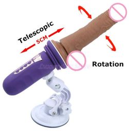 Mini Automatic Sex Machine Telescopic Dildo Rotation Dildo Vibrator Sex Toys for Women Realistic Dildo Thrusting Gun Vibrator Y2018477632