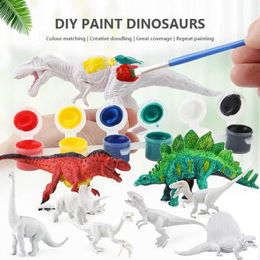 LED Toys 3 pieces of Diy painting graffiti dinosaur childrens science and education toys childrens drinking toys Coloured 3D jungle animal models S2452011