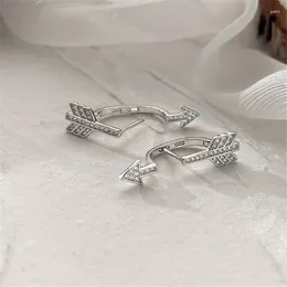 Stud Earrings 925 Silver Plated Zircon Arrow Feather For Women Girls Party Wedding Jewelry Gift E181