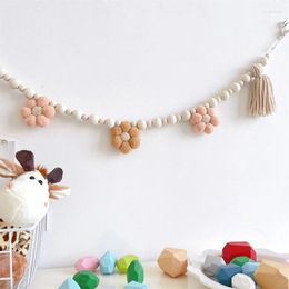 Party Decoration Baby Birthday Banner Beaded Tassel Flower Wall Hanging Festival Dining Chair Flag Home Gifts