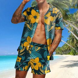 Men's Tracksuits Hawaiian Men Cardigan 2Pcs Sets Summer 3D Print Short Sleeve Button Shirts Beach Shorts Holiday Daily Two Piece Suit