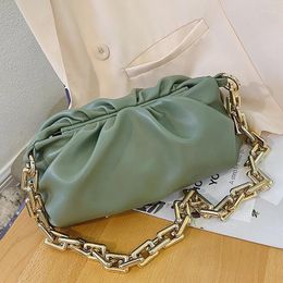 Bag Fashion Solid Color Pleated Ladies Handbags Soft Leather Women Subaxillary Pack Female Travel Clutch Purses Bolso Nube Moda 2024