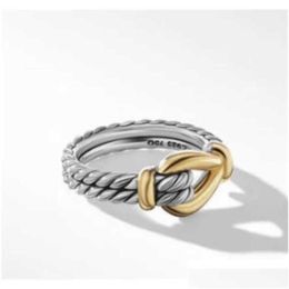 Band Rings Twisted Ring Designer Fashion Jewellery For Women Sier Plated Vintage Cross Classic Shaped Mens Luxury Jewelly Birthday Party Ot6A0