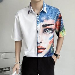 Men's Casual Shirts Arrivals Summer Short Sleeve Shirt 3D Abstract Facial Print Fashion Mens Womens Couple Beach Sweatshirts