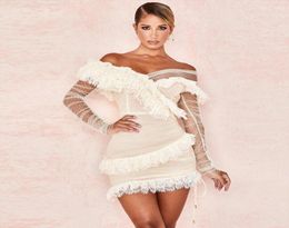 Casual Dresses Women Bodycon Dress Sexy Off The Shoulder Summer 2021 Lace Long Sleeve Birthday Party Wedding Evening Vestidos3273443