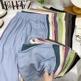 Women's Pants Summer Wide Leg For Women High Waisted Elastic Band Straight Y2k 2024 Fahsion Causal Loose Sweatpants