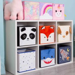 Boxes Storage# Folding Non-Woven Fabric Kids Toy Storage Box 3D Cartoon Animal Children Toys Storage Basket Closet Organiser Book Clothes Bins Y240520GZ2Q