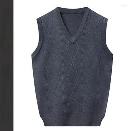 Men's Vests Sweater V-Neck Sleeveless Knitted Solid Thickened Thermal Loose Waistcoat Male's Clothes