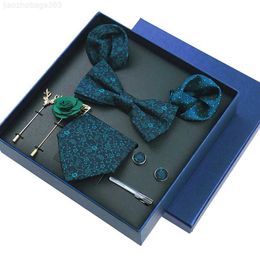 Neck Ties Luxury High Grade Mens Tie Set Nice Gift Box Silk Tie Necktie Set 8pcs Inside Packing Festive Present Cravat Pocket Squares 240202