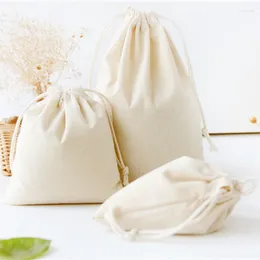 Storage Bags 10Pcs/Set Portable Cotton Clothes Travel DIY Clothing Underwear Hanging Bag Solid Color Drawstring