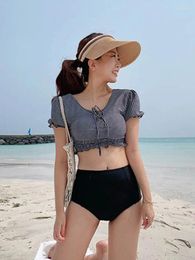 Women's Swimwear High Waist Bikini Set Padded Biquini Suit Three Pieces Swimsuit Quality Beach 2024 Swimdress