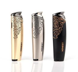 New Elegant Pattern Jet Lighter Gas Torch Turbo Lighter Metal Windproof Cigar Pipe Lighter 1300 C Butane No Gas6616753