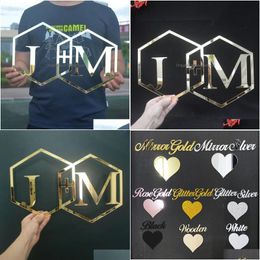 Other Event Party Supplies Custom Bride And Groom Geometric Initials Name Sign Wedding Decoration Acrylic Mirror Gold Sier Homefavor Dhhtp