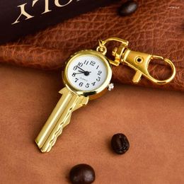 Pocket Watches Watch Keychain Pendant Key Vintage Ring Clip Fob Chain Men Dad Women Quartz Sculptured Gifts Hanging