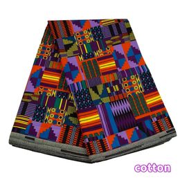 XIAOHUAGUA African Fabric Kente Pattern 100% Cotton Material Women Dress Sewing Cloth 240506