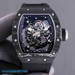 Functional RM Wrist Watch Rm055 Automatic Black Carbon Fiber Tape