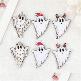 Charms 6Pcs Christmas Creative Acrylic Ghost Pendant For Keychain Necklace Jewelry Diy Making Drop Delivery Findings Components Dha1L