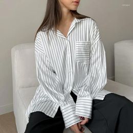 Women's Blouses 2024 French ChiC Striped Early Autumn Design Layered Loose Long Sleeved Cotton Shirt Cardigan Top