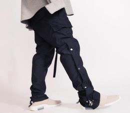 20FW FG Classic Buttons Drawstring Pants High Street Fashion Black Sweatpants Men Women Casual Track Trousers Elastic Waist Pants7837106