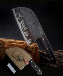 Full Tang Chef Knife Handmade Forged Highcarbon Clad Steel Kitchen Knives Cleaver Filleting Slicing Broad Butcher Knife9372372