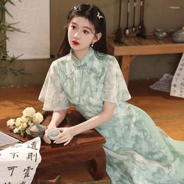 Ethnic Clothing 2024 Spring/Summer Qipao Improvement Youth Aodai Long Style Slimming Chinese Small Fresh Cheongsam Dress