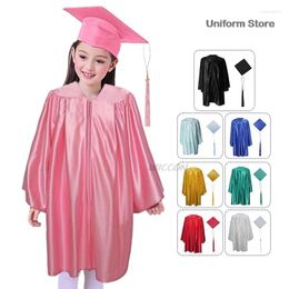 Clothing Sets 91-138cm Children Graduation Costume Kindergarten Bachelor Gown Academinc Uniform Boy Gilr Pography Performance Robe Hat Set