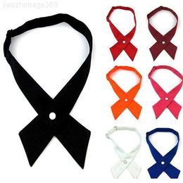 Neck Ties Adjustable Cross Bow ties For Men Women Solid Business Casual Neck Cross Bowtie School Uniform Pre Tied Bows neck ties accessories