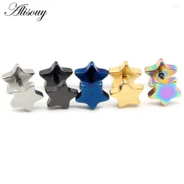 Stud Earrings Alisouy 2pcs Unisex Stainless Steel Barbell Ear Classic Five-Pointed Star Screw Back Piercing Body Jewellery