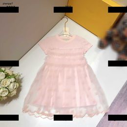 Top designer baby dress Letter embroidery decoration girl Summer Dress Size 90-160 CM Double layer lace skirt May25