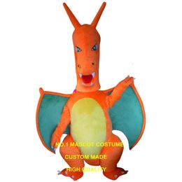 custom orange Pterodactyl Pterosauria pterosaurs dragon dino mascot costume adult size high quality carnival fancy dress 3471 Mascot Costumes