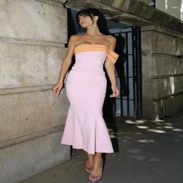 Party Dresses 2024 Tube Top Bandage Dress Cross-Border Pink Colour Matching Elegant