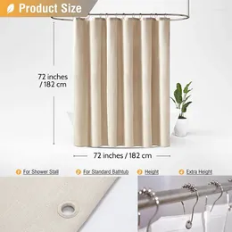 Shower Curtains Beige Linen Curtain Set Waterproof Thick Fabric Bathroom With Metal Hooks For Bathtubs And