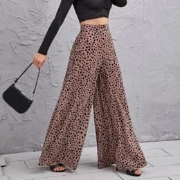 Women's Pants 2024 Casual Summer Autumn Women Pant Vintage Dot Print High Waisted Wide Leg Elegant Office Lady Trousers