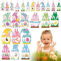 Decorative Figurines Easter Tree Ornaments Colourful Wooden Hang Decorations For Decoration Farmhouse Craft