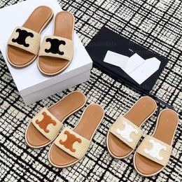 Men Womens Slippers luxury Designer sandal CEL Mules loafer straw weave Slide New outdoor indoor Mule INE sexy Casual shoe Sliders flat sandale walk gift shoes 35-40