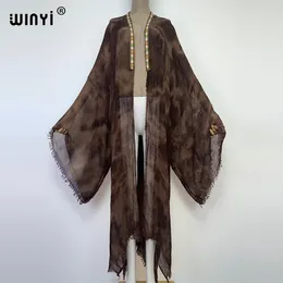 Women Free Size Skin-friendly Soft Retro Tie-dye Printed Cardigan Stitch Cocktail Sexy Boho Beach Cover Up Holiday Kimono