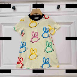 Top girls dresses Colourful rabbit pattern printing baby clothes Lapel design kids Summer dress New arrival Minimalist skirt