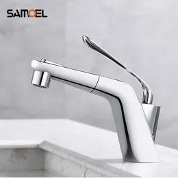 Bathroom Sink Faucets Basin Mixer Faucet Pull Out Water Chrome Brass Modern Washbasin 1249C