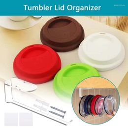 Kitchen Storage 1/2pcs Convenient Cup Lid Holder Wall Mount Acrylic Tumbler Rack For Countertops And Cabinets