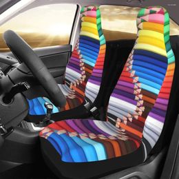 Car Seat Covers Color Pencil Through Colorful Lover Cover Custom Printing Universal Front Protector Accessories Cushion Set