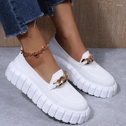 Casual Shoes 2024 Women Metal Chain Loafers Fashion Sneakers Flats Platform Plus Size For