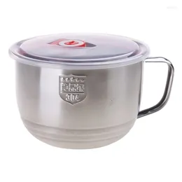 Bowls Stainless Steel Bowl With Lid Handle Leak-Proof Container Rice Soup Durable For Office Home Dropship