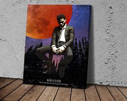 High Quality Kid Cudi on The Moon Poster Wall Art Pictures for Living Room Home Decor Canvas Painting6598053