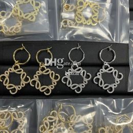 Geometric Rhinestone Earrings Dangler Sparkly Lady Golden Silver Square Earrings Eardrops With Gift Box