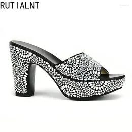 Dress Shoes Arrival Italian Ladies Sexy High Heels Pumps Rhinestones Design African Sandal For Party Platform