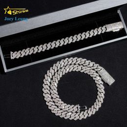 Hip hop style 13mm width 3 rows necklace sier iced out diamond bracelet vvs moissanite cuban link chain