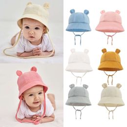 Spring Autumn Solid Colour Soft Baby Bucket Hat Cotton Fisherman Hats Kids Summer Toddler Boys Girls Panama Sun Cap 2022 New L2405