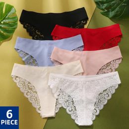 Women's Panties BZEL 6Pcs Sexy Lace Underwear 2024 Fashion Female Thongs Breathable Comfort 6 Pieces Pack S